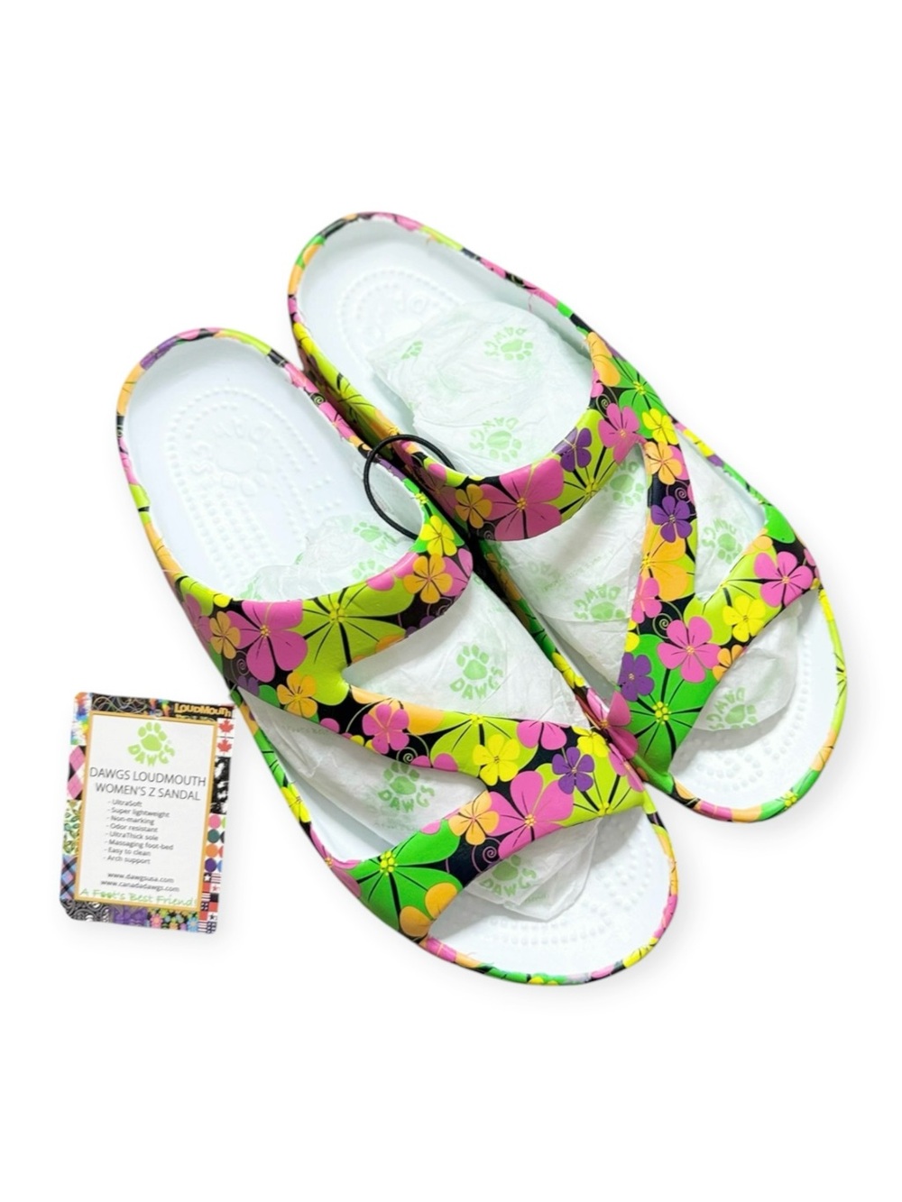 Loudmouth Dawgs Z Sandal Big Poppies Tropical Groovy Floral 8 New